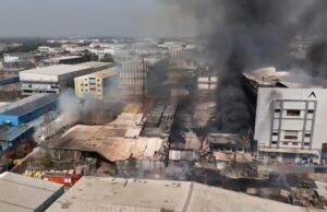 सचिन होजीवाला क्षेत्र में स्थित एथर कंपनी के वेयरहाउस में भीषण आग