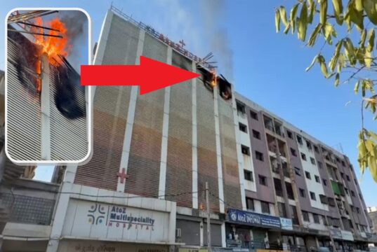 सचिन में A to Z अस्पताल के ऊपर मकान में भीषण आग: फायर ब्रिगेड की 5 गाड़ियां और पुलिस ने संभाला मोर्चा, कोई जनहानि नहीं